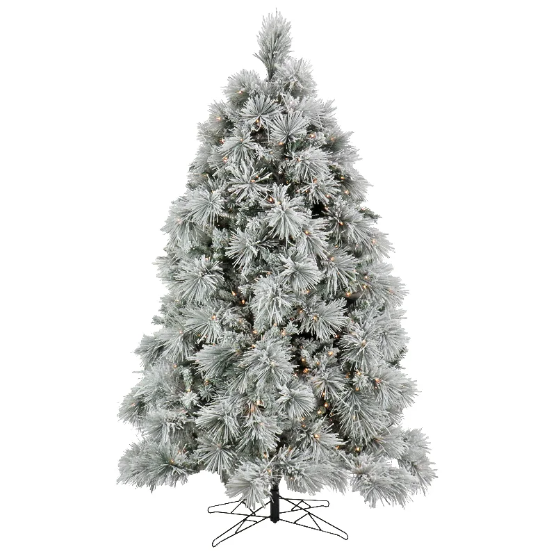 7.5 ft. Pre-Lit Flocked Bavarian Pine Tree