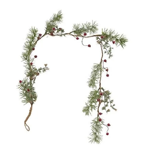 Icy Short Needle Pine & Berry Rope Garland