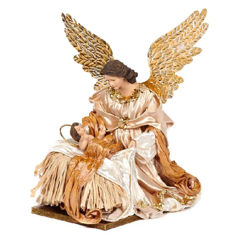 INFANT JESUS WITH ANGEL - CHRISTMAS ANGEL - RESIN