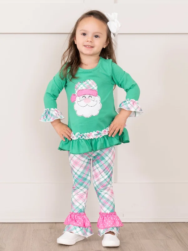 Jolly Santa Plaid Ruffle Outfit