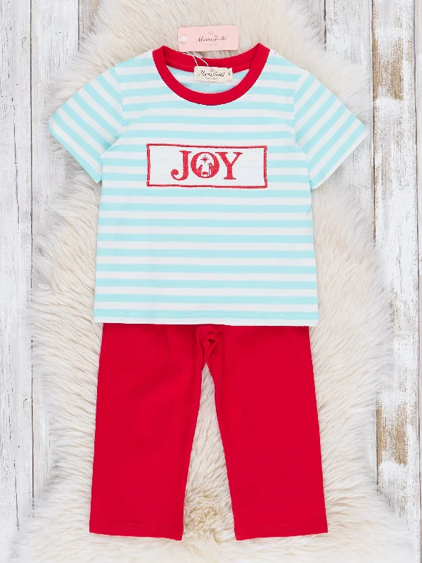 Joyful Ice Blue Stripes Smocked Outfit