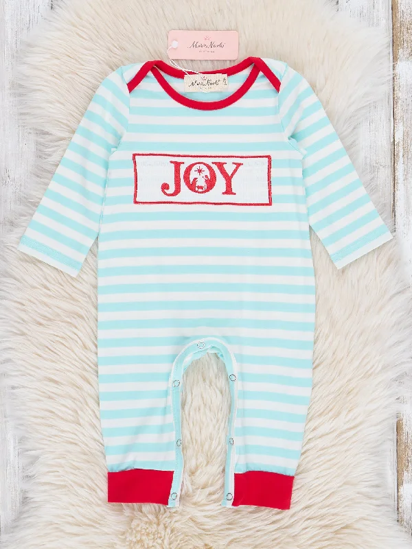 Joyful Ice Blue Stripes Smocked Romper