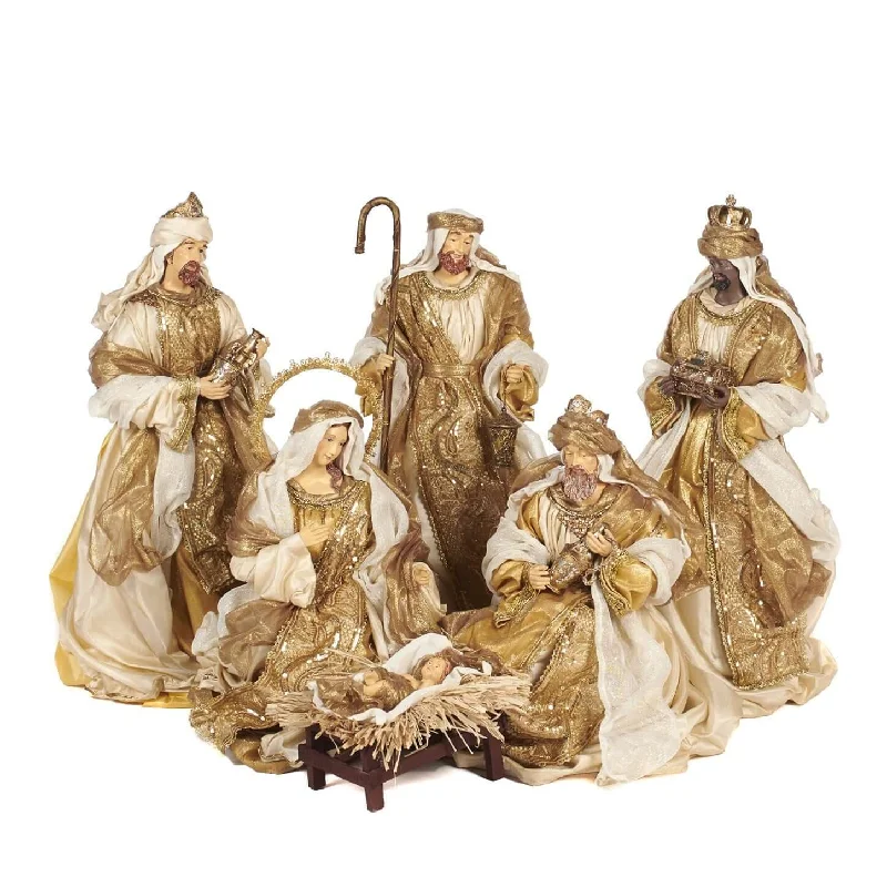 LARGE NATIVITY SET - FABRIC AND RESIN - CHRISTMAS