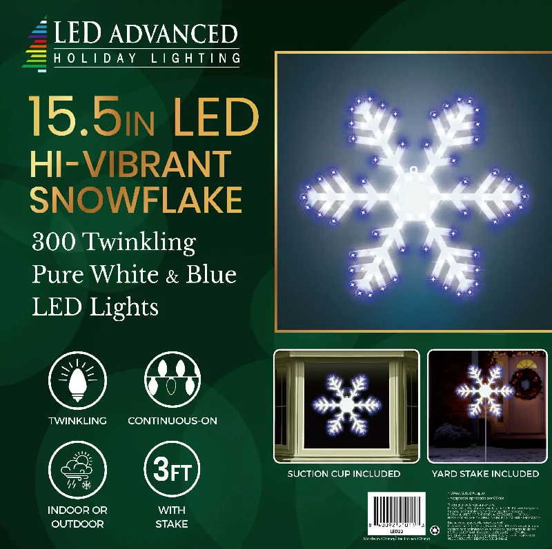 15.5" Hi-Vibrant LED Twinkling Snowflake Decoration