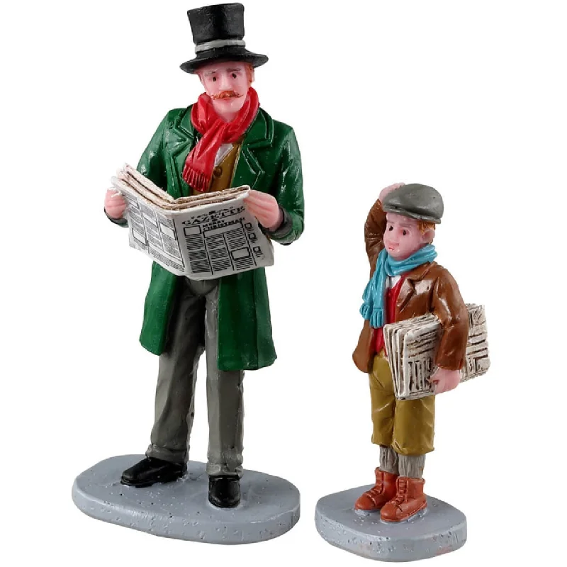 Lemax Caddington Village Figurines: Merry Newsboy, Set of 2 #32203