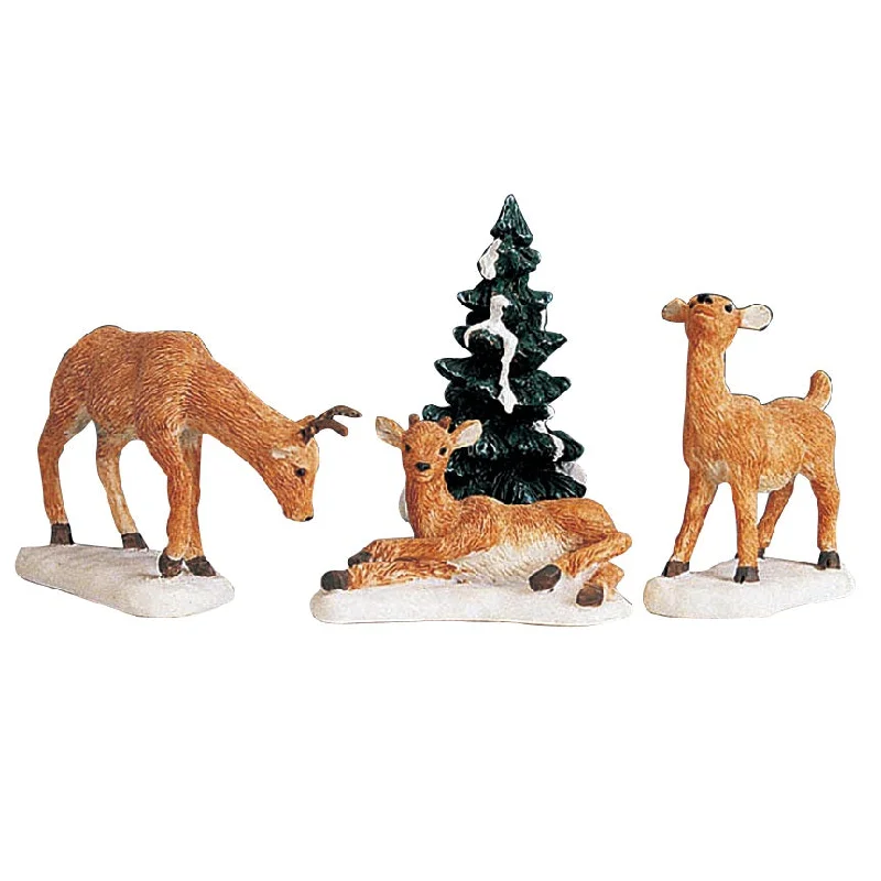 Lemax General Collectible Figurines: Dad and Fawns, Set of 4 #92299