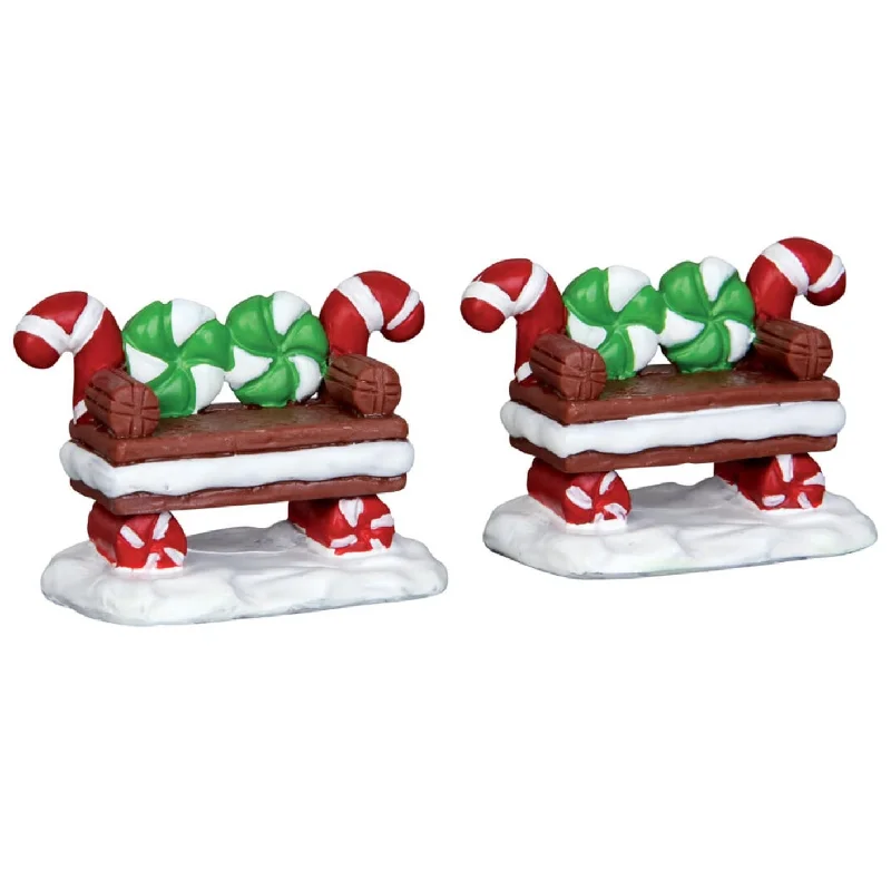 Lemax General Collectibles Accessory: Peppermint Cookie Bench, Set of 2 #44812