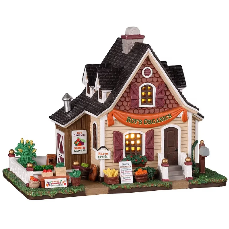 Lemax Harvest Crossing Lighted Building: Roy's Organics #25914