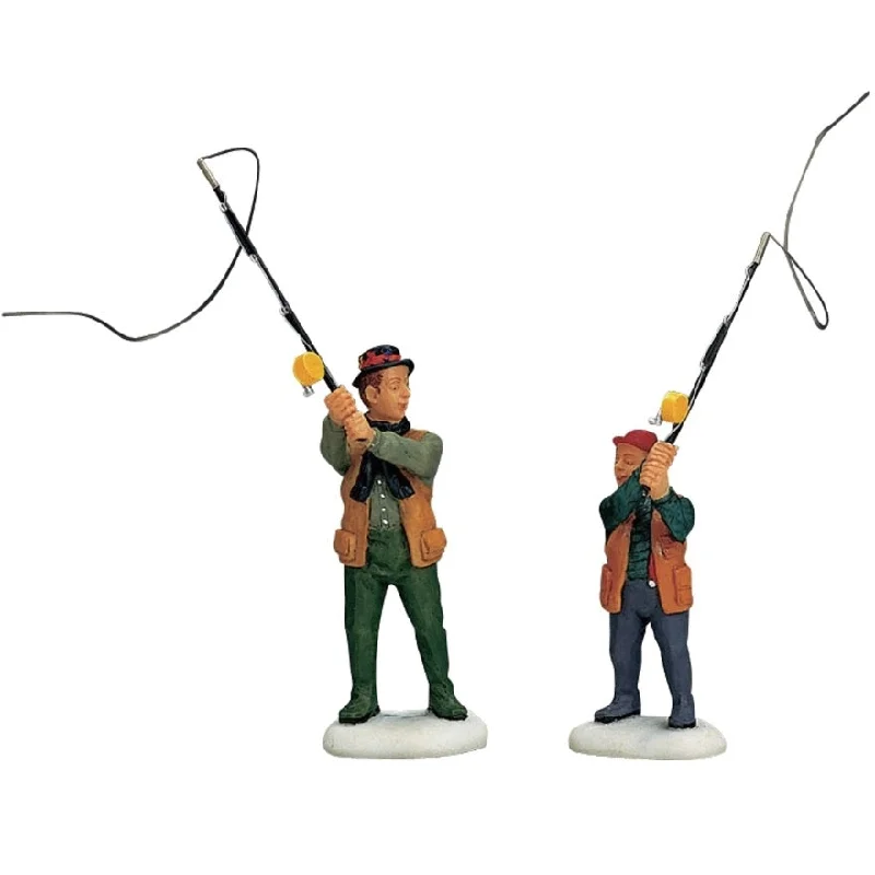 Lemax Plymouth Corners Figurine: Flyfishing with Dad, Set of 2 #12495