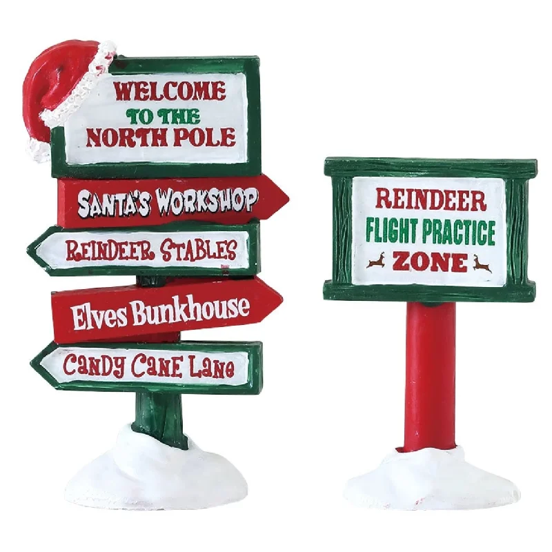 Lemax Santa's Wonderland Accessory: North Pole Signs, Set of 2 #74325