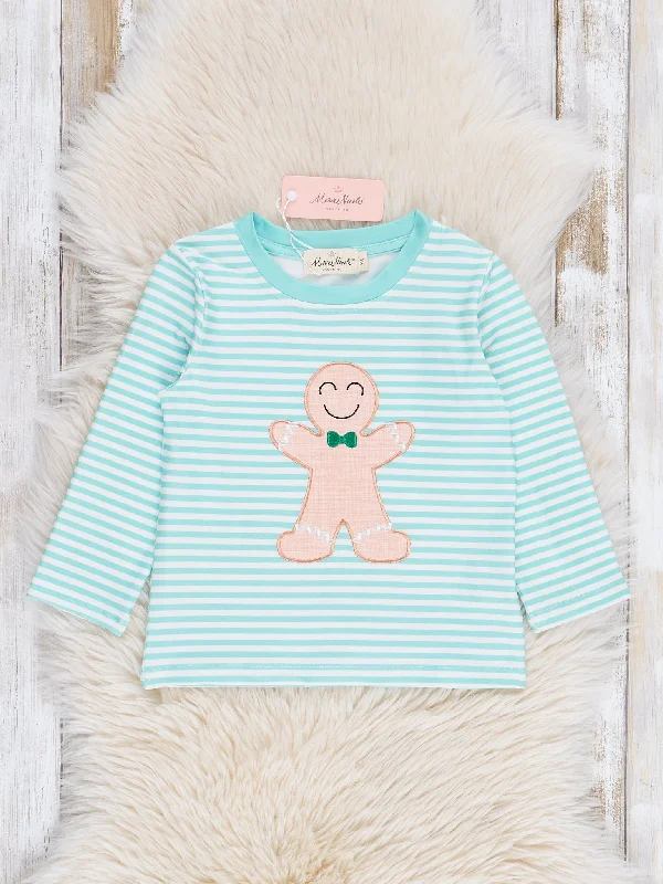 Mint Embroidered Gingerbread Striped Shirt