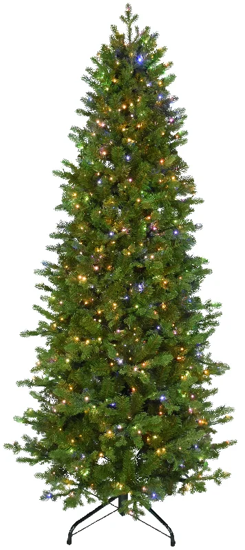 Narrow Noble Fir Artificial Christmas Tree with Starry LED Lights