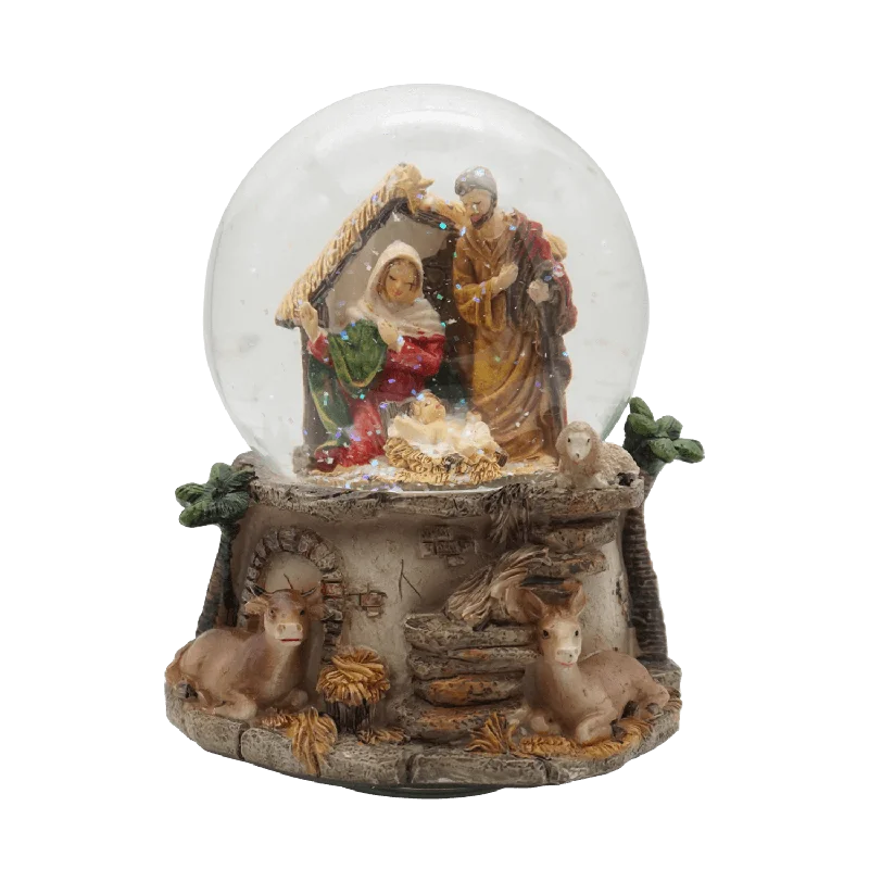 NATIVITY SCENE - CHRISTMAS SNOW GLOBE AND CARILLON