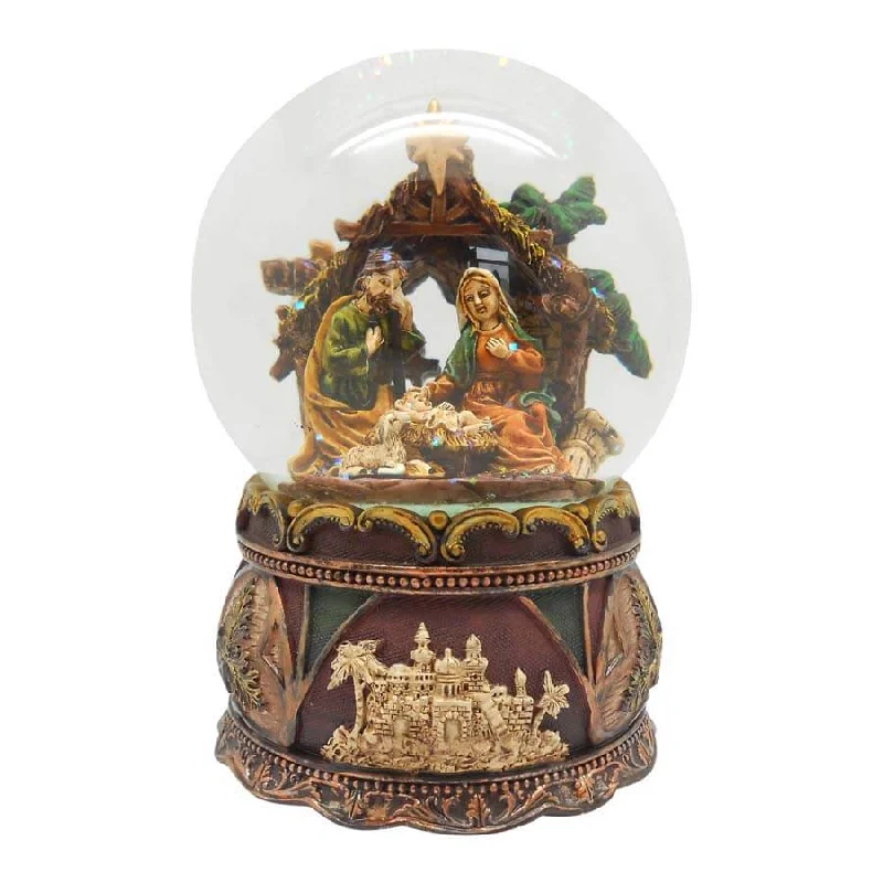 NATIVITY SCENE - CHRISTMAS SNOW GLOBE AND CARILLON