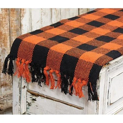 Orange & Black Buffalo Check Short Runner 14"x32"