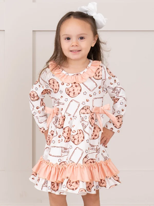 Peach Milk & Cookies Ruffle Dress