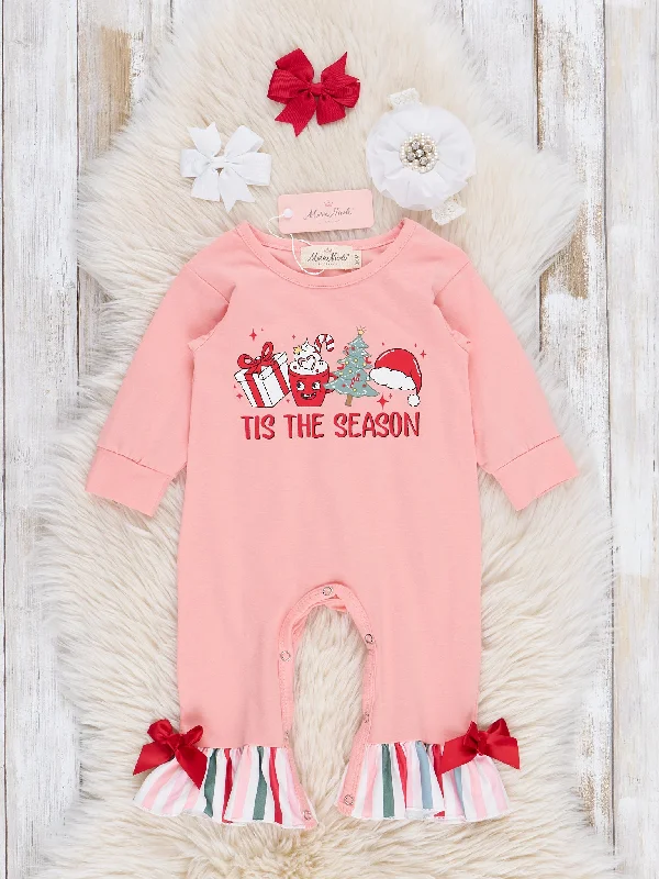 Peach "'Tis the Season" Ruffle Romper