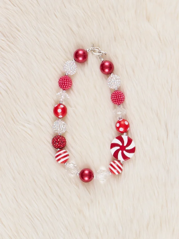 Peppermint Swirl Sparkle Bubblegum Necklace