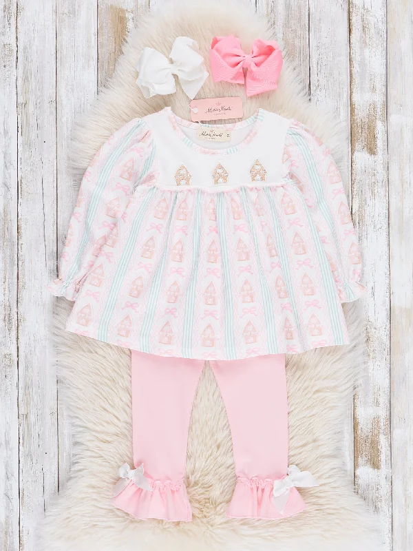 Pink Gingerbread House Ruffle Outfit