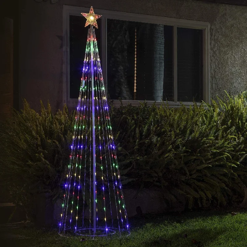 Pre-Lit Artificial Christmas Tree Sculpture with Multi-Colored LED Lights