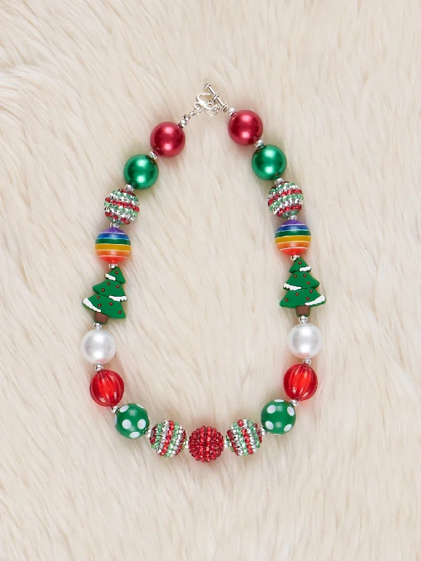 Rainbow Evergreen Charm Bubblegum Necklace