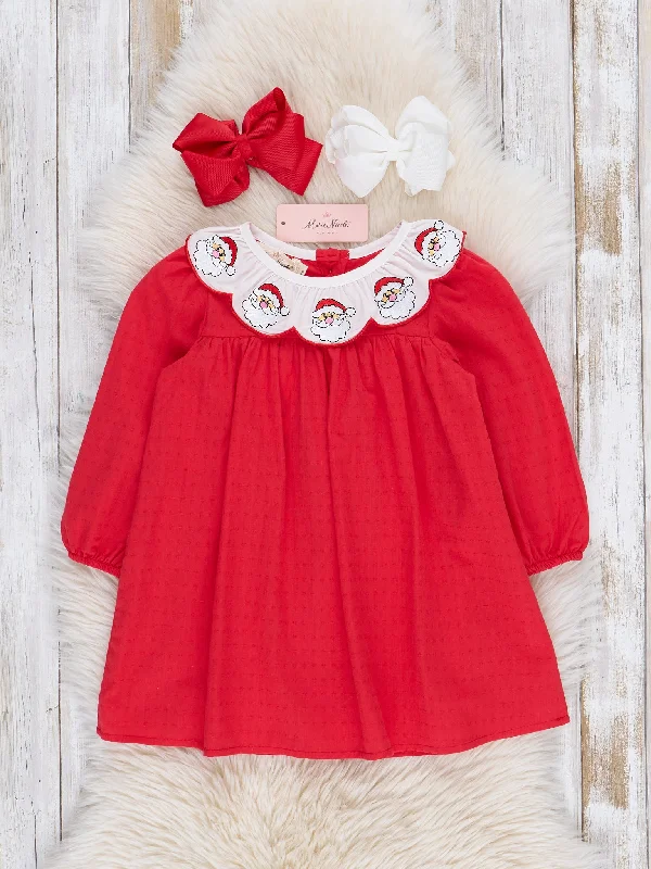 Red Cotton Embroidered Santa Dress