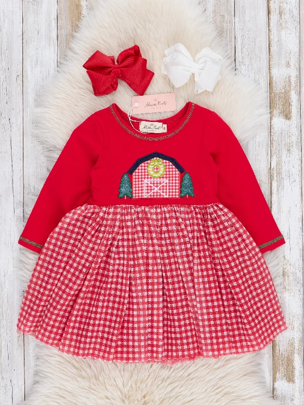 Red Gingham Holiday Barn Tulle Dress