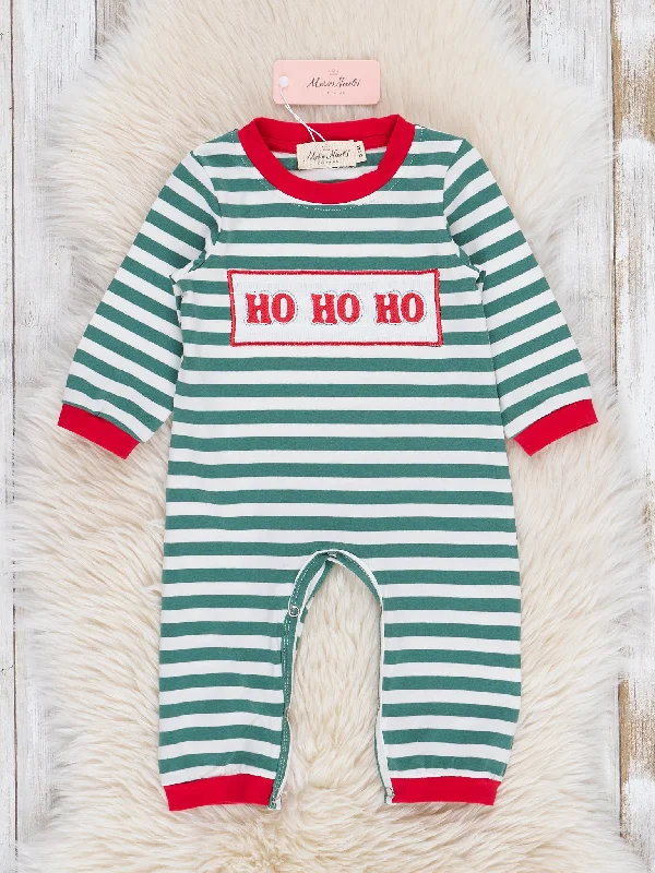 Red & Green Smocked "Ho Ho Ho" Romper