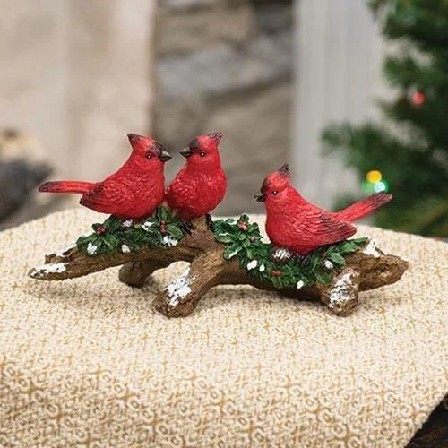 Resin Cardinal Trio on Branch