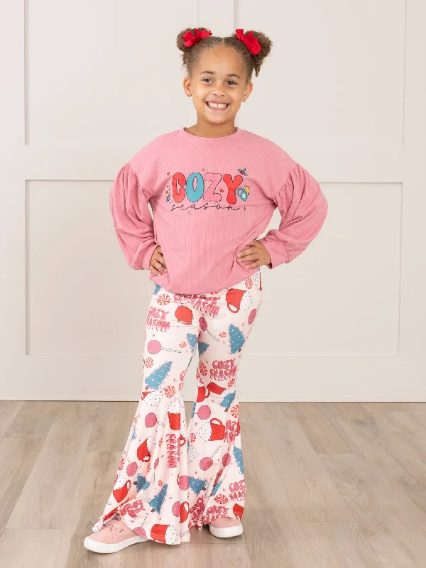 Rose "Cozy Vibes" Bell Bottoms Outfit