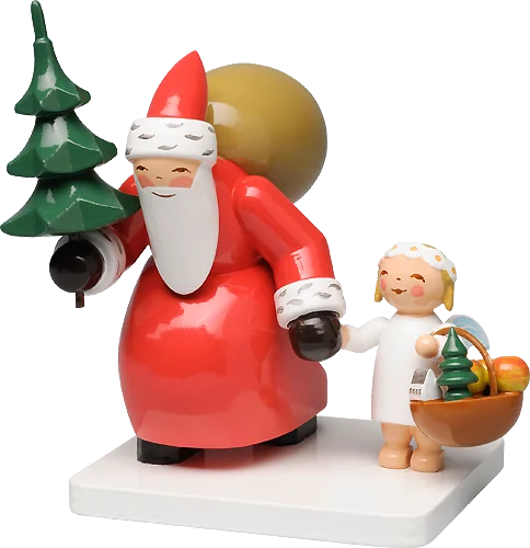 Santa Claus with Tree and Angel