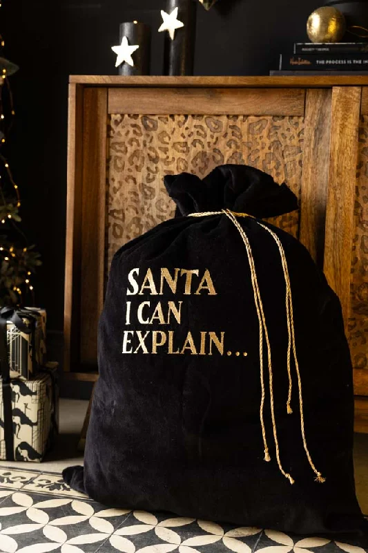 Luxury Santa I Can Explain Velvet Christmas Sack