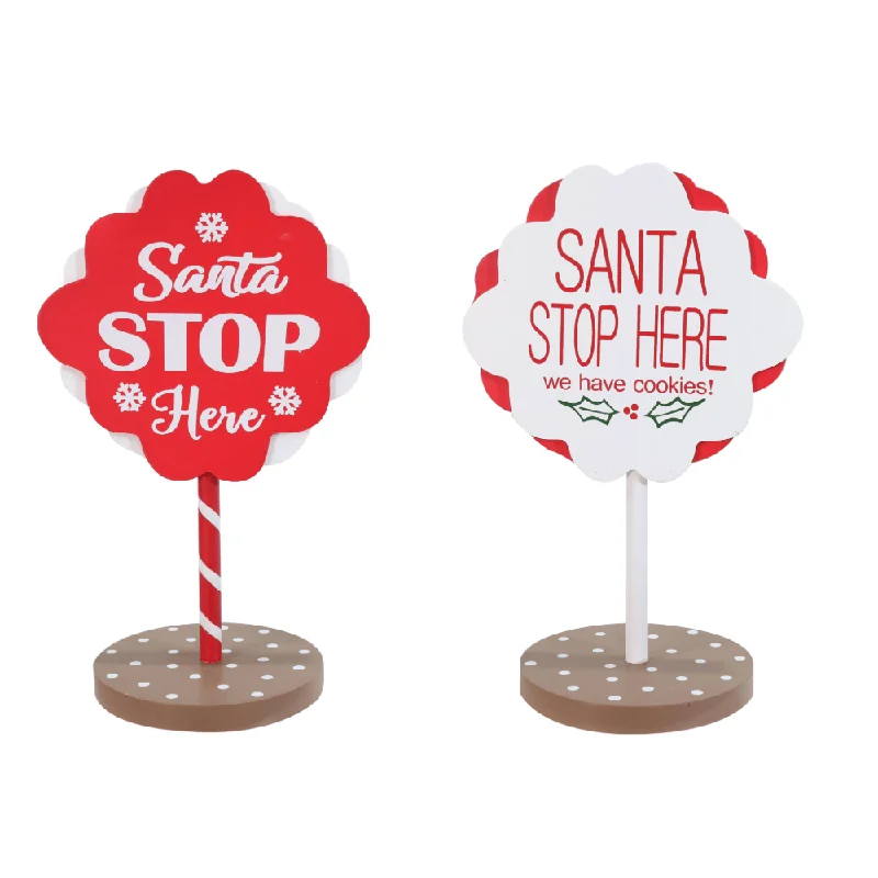 Santa Stop Table Sign Asst