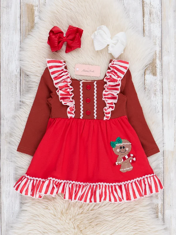 Sassy Gingerbread Ruffle Dress - Restocked!