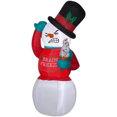 6' Airblown® Inflatable Shivering Snowman with Ugly Sweater