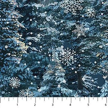 SILENT NIGHT BLUE MULTI TREES