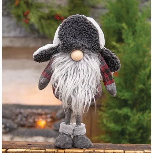 Small Standing Plush Red/Gray Plaid Santa Gnome