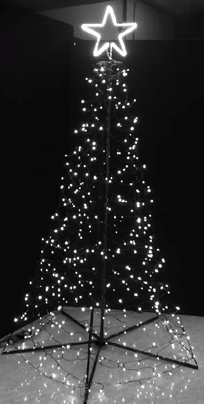 7.5' Starry Pure White LED Spire Tree with Star Top Wire Decoration