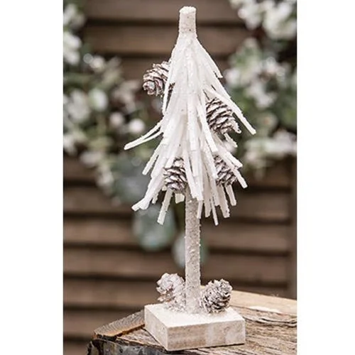 White Glittered Pinecone Tree 8"