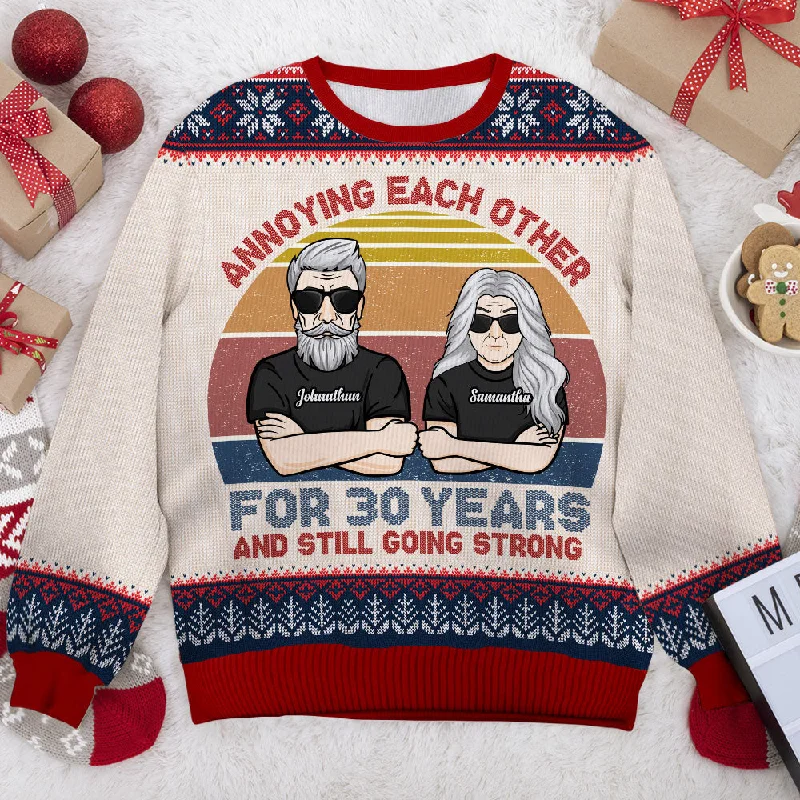 Annoying Each Other For So Many Years - Gift For Couples, Personalized Custom Unisex Ugly Christmas Sweatshirt, Wool Sweatshirt, All-Over-Print Sweatshirt