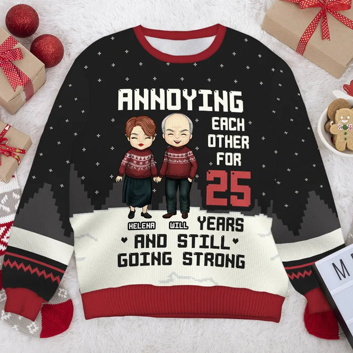 Annoying Each Other - Personalized Custom Unisex Ugly Christmas Sweatshirt, Wool Sweatshirt, All-Over-Print Sweatshirt - Gift For Couple, Husband Wife, Anniversary, Engagement, Wedding, Marriage Gift, Christmas Gift