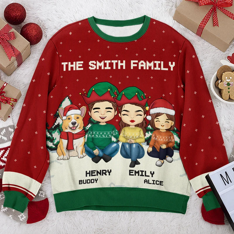 Christmas Eve Is Family Night - Family Personalized Custom Ugly Sweatshirt - Unisex Wool Jumper - Christmas Gift For Family Members