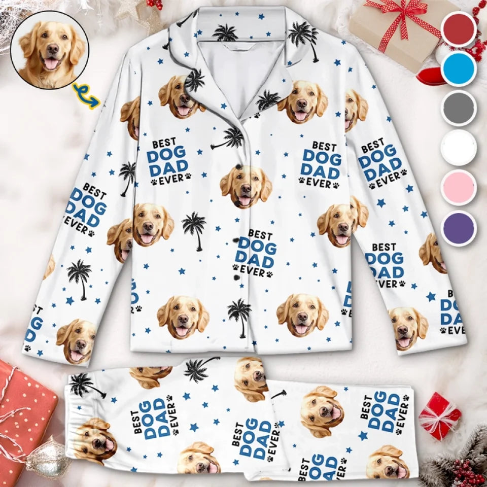 Custom Photo Best Dog Dad Ever - Dog & Cat Personalized Custom Pajamas - Christmas Gift For Pet Owners, Pet Lovers