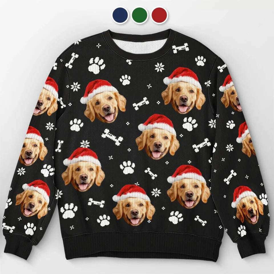 Custom Photo Celebrate Christmas With Furry Friends - Dog & Cat Personalized Custom Ugly Sweatshirt - Unisex Wool Jumper - Christmas Gift For Pet Owners, Pet Lovers