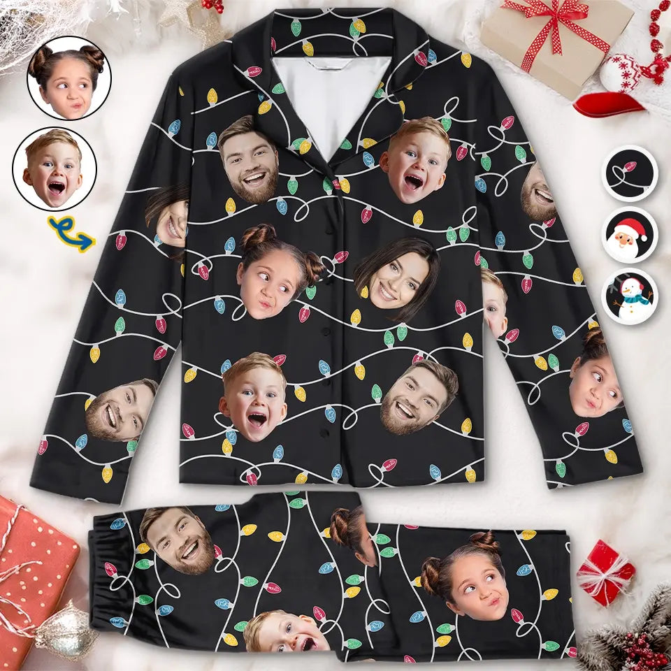 Custom Photo Family Is The Heart Of Christmas - Family Personalized Custom Pajamas - Christmas Gift For Family Members