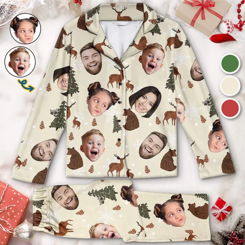 Custom Photo Family Time Is The Best Time When Everyone Is Cozy Together - Family Personalized Custom Pajamas - Christmas Gift For Family Members