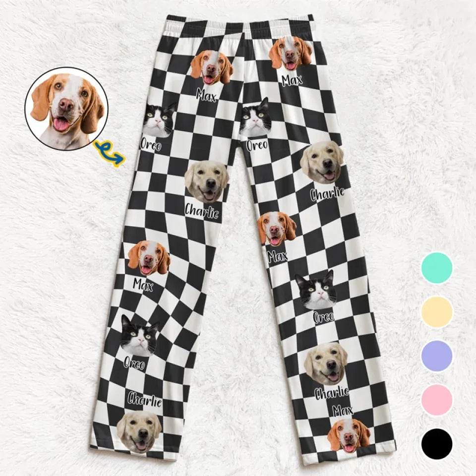 Custom Photo In The Paws Of Our Pets, We Find Joy - Dog & Cat Personalized Custom Pajama Pants - Christmas Gift For Pet Owners, Pet Lovers