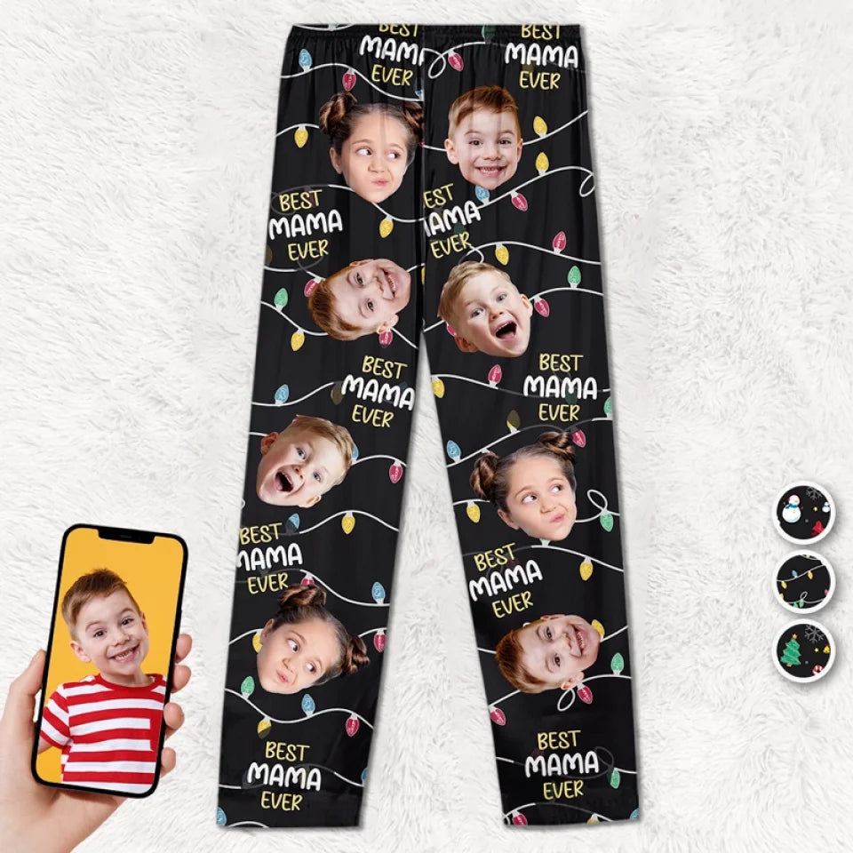 Custom Photo Love, Fun, And Holiday Cheer - Family Personalized Custom Pajama Pants - Christmas Gift For Mom, Grandma