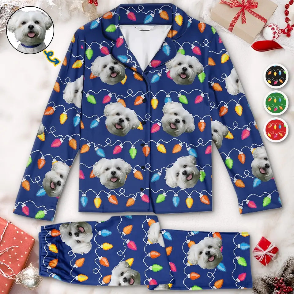 Custom Photo Wagging Tails All The Way To Christmas - Dog & Cat Personalized Custom Pajamas - Christmas Gift For Pet Owners, Pet Lovers