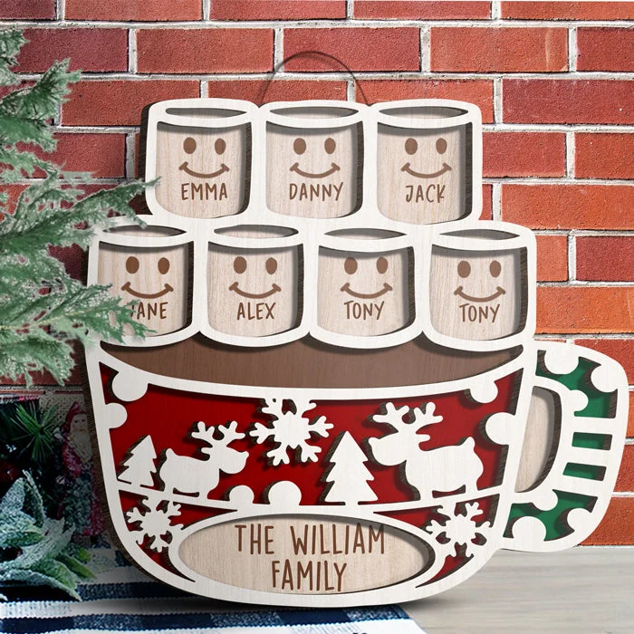 Hot Cocoa And Marshmallow Make Christmas So Nice - Personalized Custom Wood Shaped Christmas Sign, 2 Layers Sign - Gift For Family, Christmas Gift